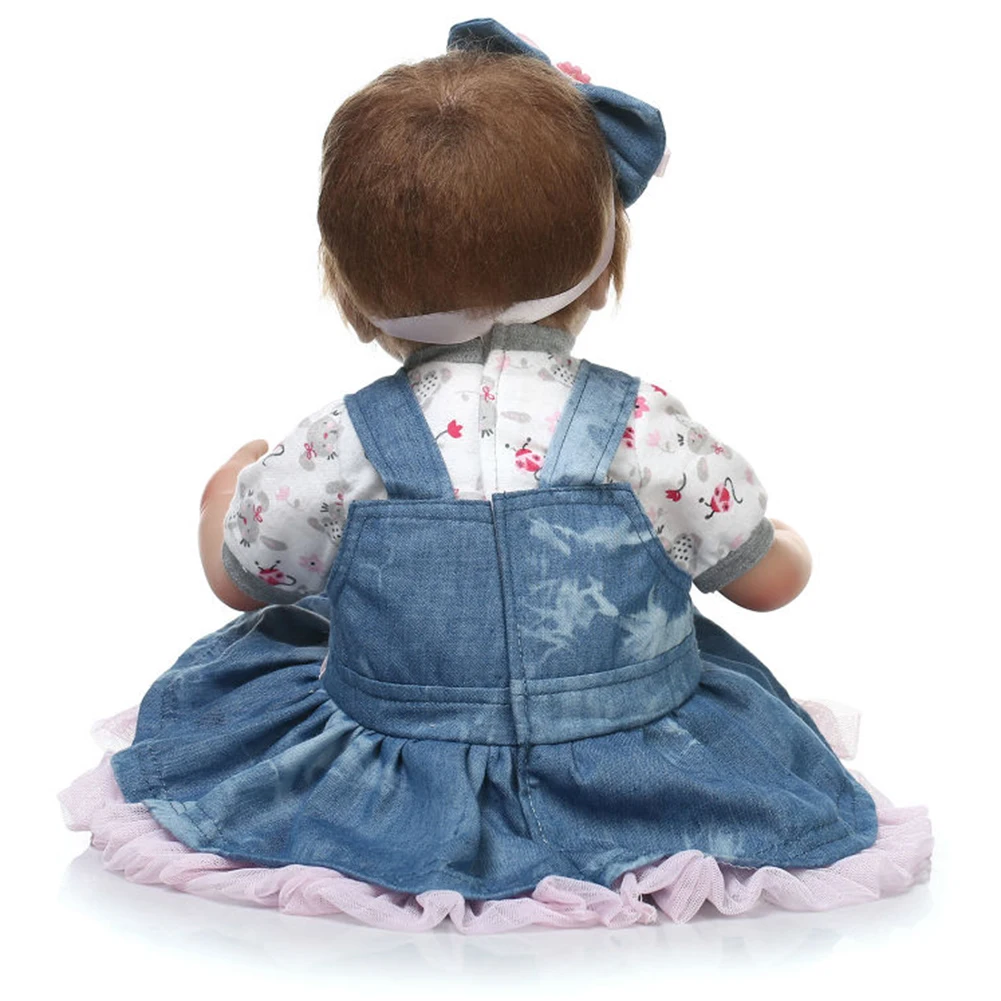 Silicone Toddler Reborn Doll Brown Hair Simulation Doll Toys Kids Play House Toy