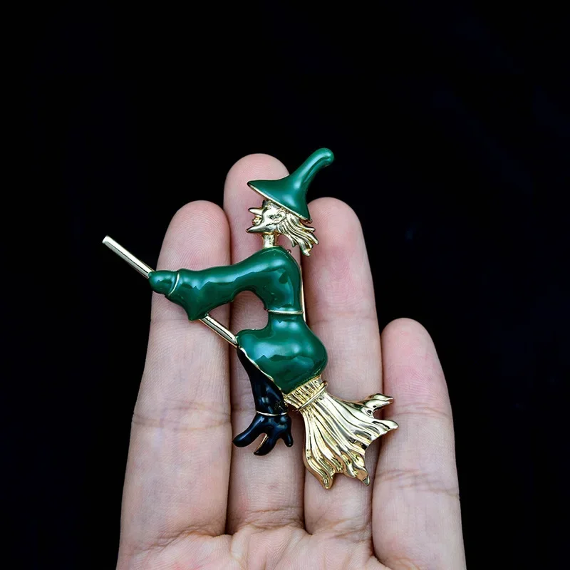 Cartoon Brooch Portrait Witch Brooches Broom Personality Creative Sweater Overcoat Accessories Vintage Classic High Quality Gift image 4