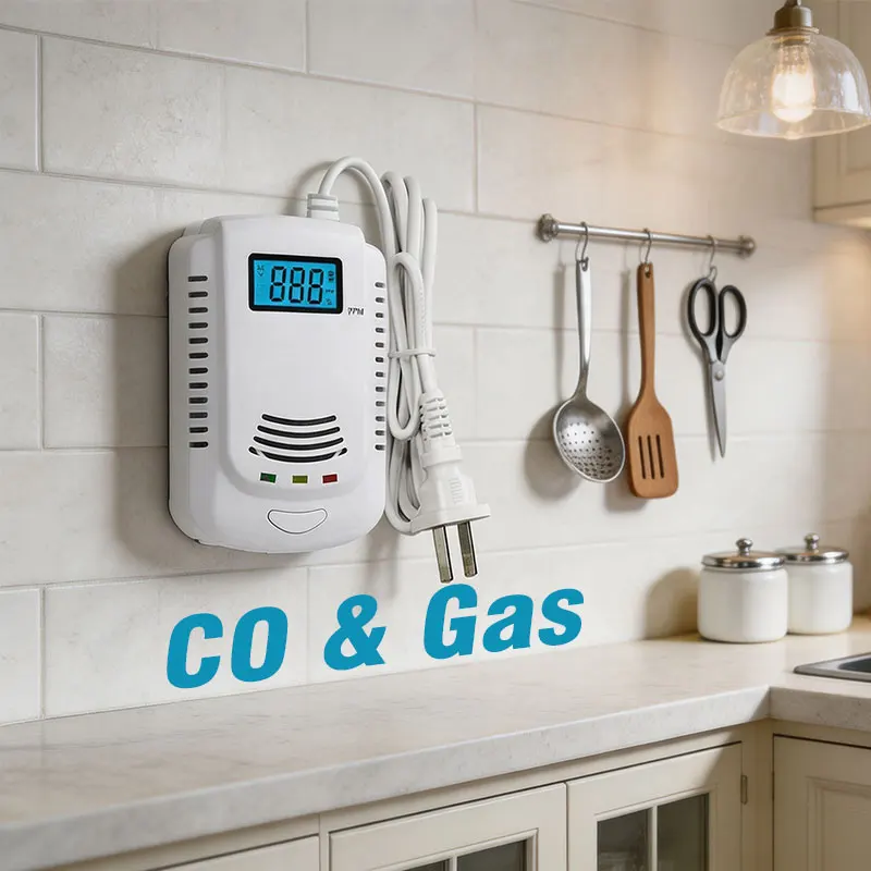 Plug-in Gas Leakage Detector - CO Carbon Monoxide Detector, Natural Gas, Liquefied Petroleum Gas, Methane Detector, LED Voice Mo