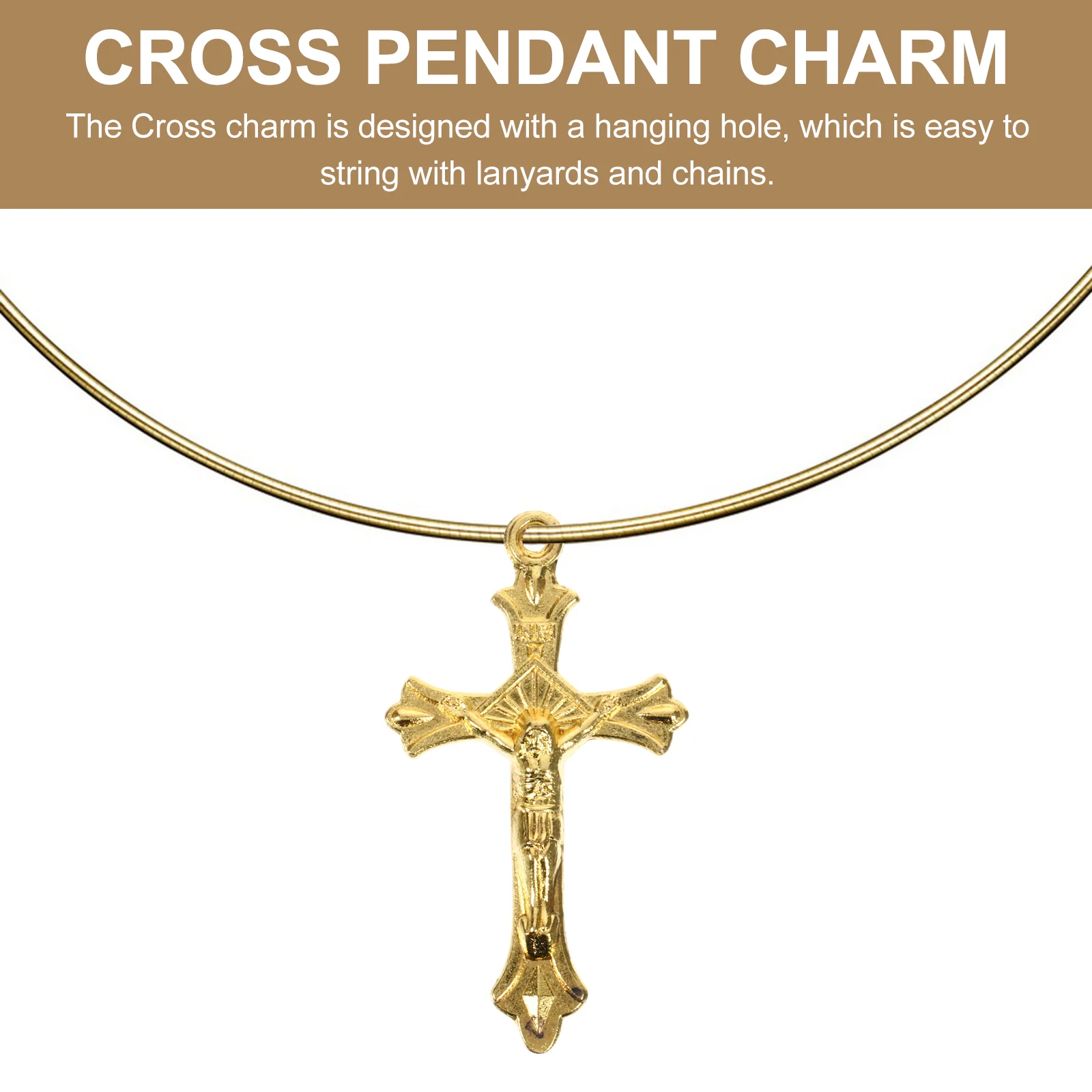 10 Pcs Gold-plated Cross Necklace Pendant Gift Rosary Beads Accessories (10 Pieces) Charms For Earrings Jewelry