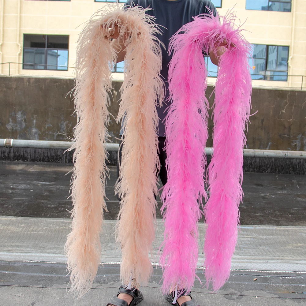 1/2/3/4 Meters  Natural Ostrich Feather Boa 6ply Fluffy Ostrich Trim Costume Boa Plumes For  Party Clothing Decoration