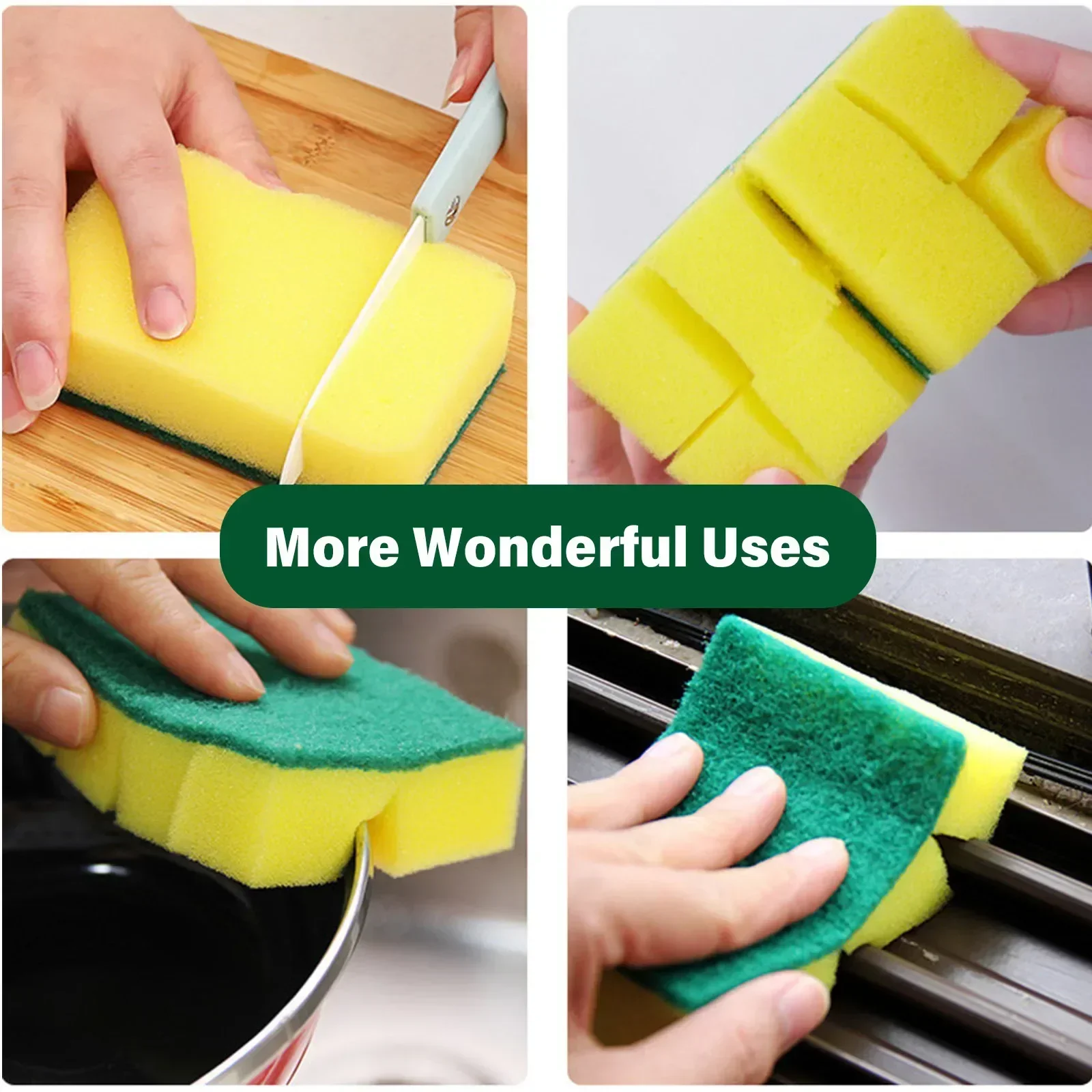 10pcs Highly Absorbent Cleaning Sponges Dish washing Magic Clean Pot Rust Stain Sponge Brush Kitchen Grease Cleaner Double-Sided