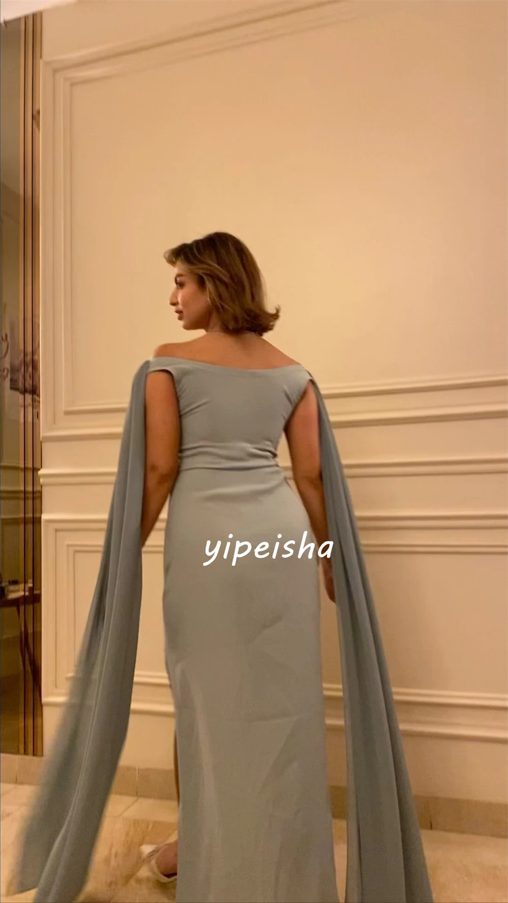 Jersey Pleat Homecoming A-line Off-the-shoulder Bespoke Occasion Gown Long Dresses