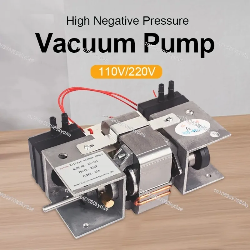 110V 220V Mute Oil-free Vacuum Pump Small Double Head Piston Micro Air Pump for Industry Suction Work
