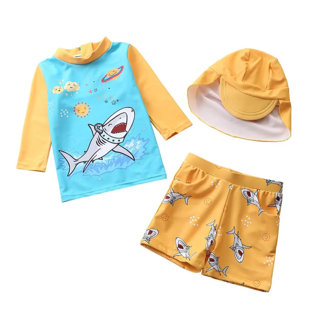 2022 Baby Boy Shark Swimsuit Toddler Kids Swimwear With Sun Cap Suit Surfing Wear Infant Children Sunscreen Beach Bathing Suit