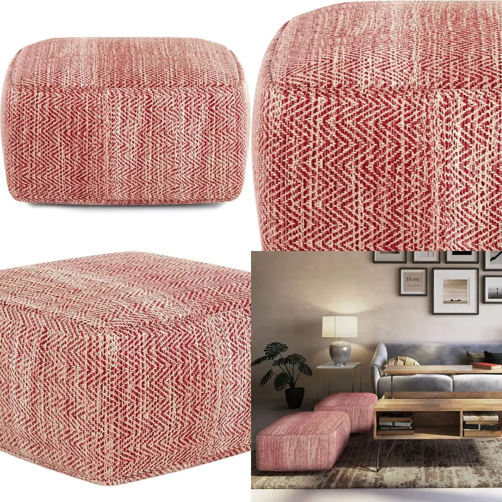 20 poufs larges en coton à motifs Boho marron, tissés à la main pour le salon, texture artisanale, assemblés