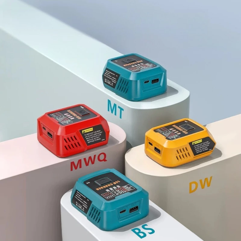 100W Battery Converter Hub, Dual USB‑A USB‑C Output, Compatible with 18V Milwaukee Makita Dewalt Bosch Tool Batteries