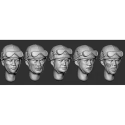 1/35 Scale die-casting resin head model kit tank soldier head 5 pieces unassembled and unpainted 008x