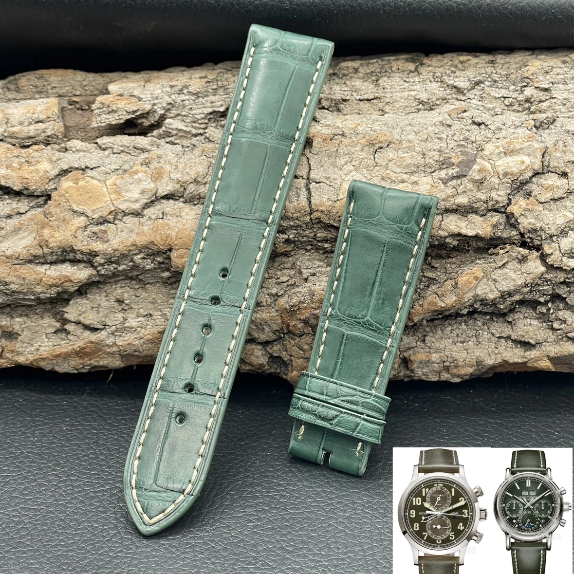 

Adapted to Patek Philippe 5204G 5924G watch genuine strap crocodile leather strap 22mm