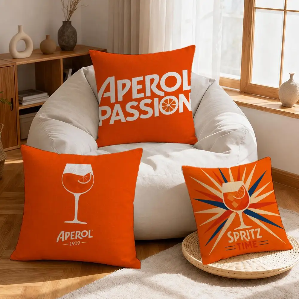 Brand Aperol Spritz Cushion Cover Linen Anti-Mite Antibacterial Cushion Cover Invisible Zipper Sofa Decor