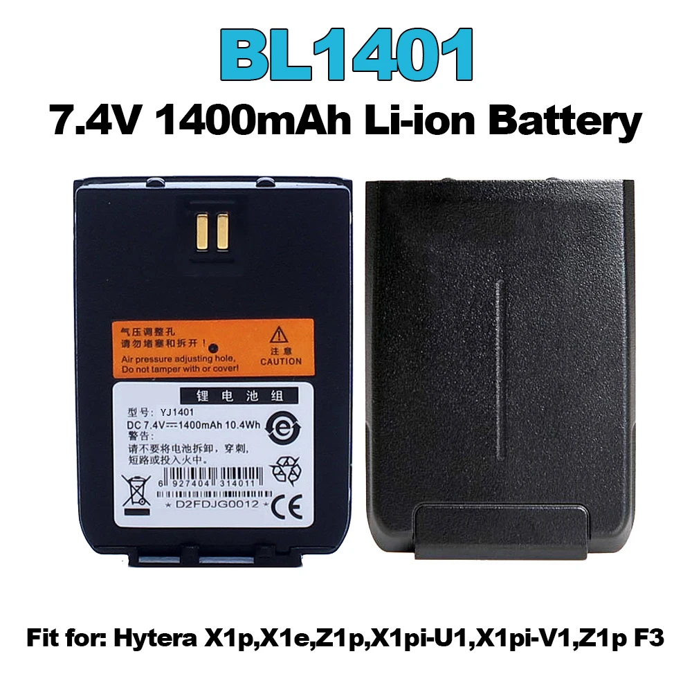 BL1401 HYT Walkie Talkie Li-ion Battery 7.4V 1400mAh for Hytera X1e X1p Z1p X1pi-U1 X1pi-V1 Z1p F3 Two Way Radios Extra Battery