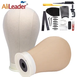 Alileader Wig Head Set Canvas Block Head For Making Wig Styling Tools Mannequin Wig Head Stand C/T-Pins Wig Caps Wig Melt Band