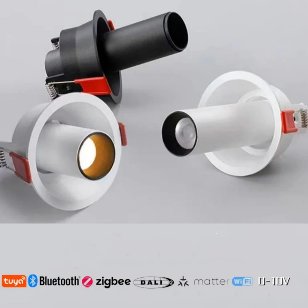 

Embedded Smart Anti-Glare COB Spotlight Dali TUYA Bluetooth Zigbee 0-10V 3CCT Matter 12W LED downlight AC85-265V Indoor lighting