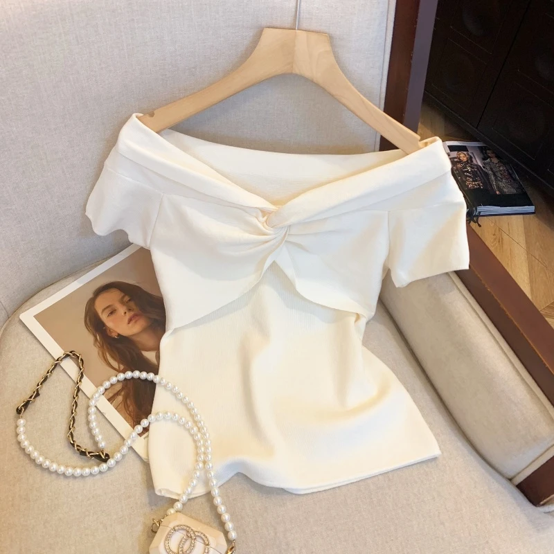 

Женский летний новый топ-бюстье Pure Desire Knot One Shoulder с кружевным дизайном «Снежинка», прямой силуэт, слитный крой