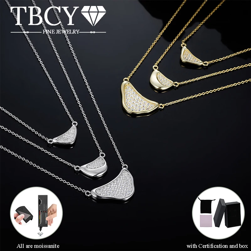 

TBCYD Full Moissanite Necklace For Women 925 Sterling Silver Irregular Geometric Pendant Sparkle Plated 18k Gold Daily Jewelry