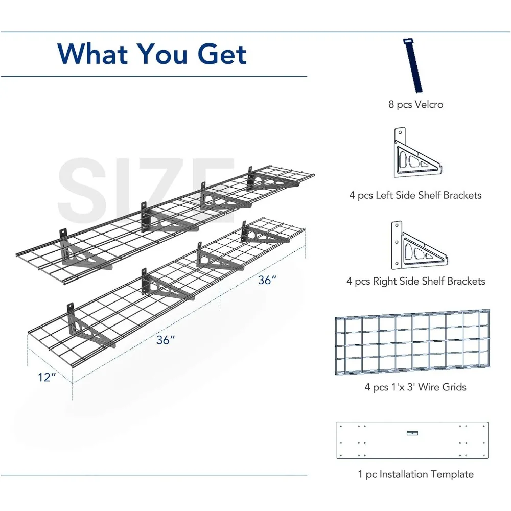 12-inch-by-72-inch Wall Shelf Garage Storage Rack Wall Mounted Floating Shelves,1x6ft , 2-Pack