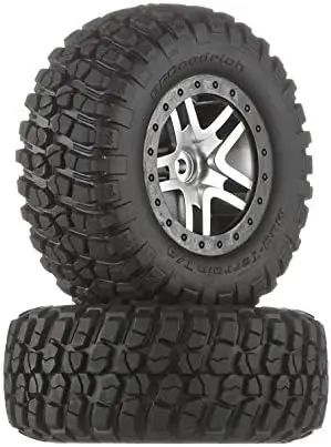 

Traxxas 6873 BF Goodrich Mud Tires Pre-Glued on Chrome Black Beadlock Wheels (Pair)