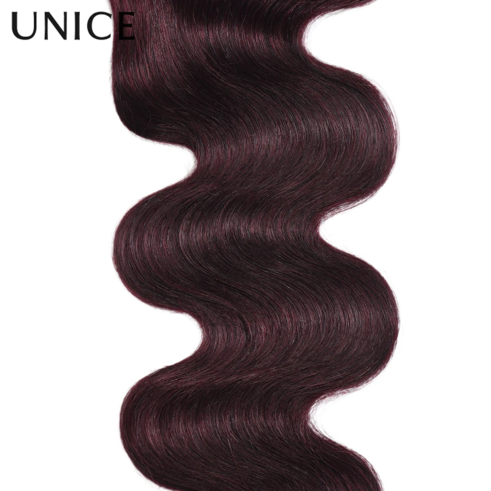 UNICE Hair Chiusura in pizzo 4x4 con onda del corpo in ciliegio nero