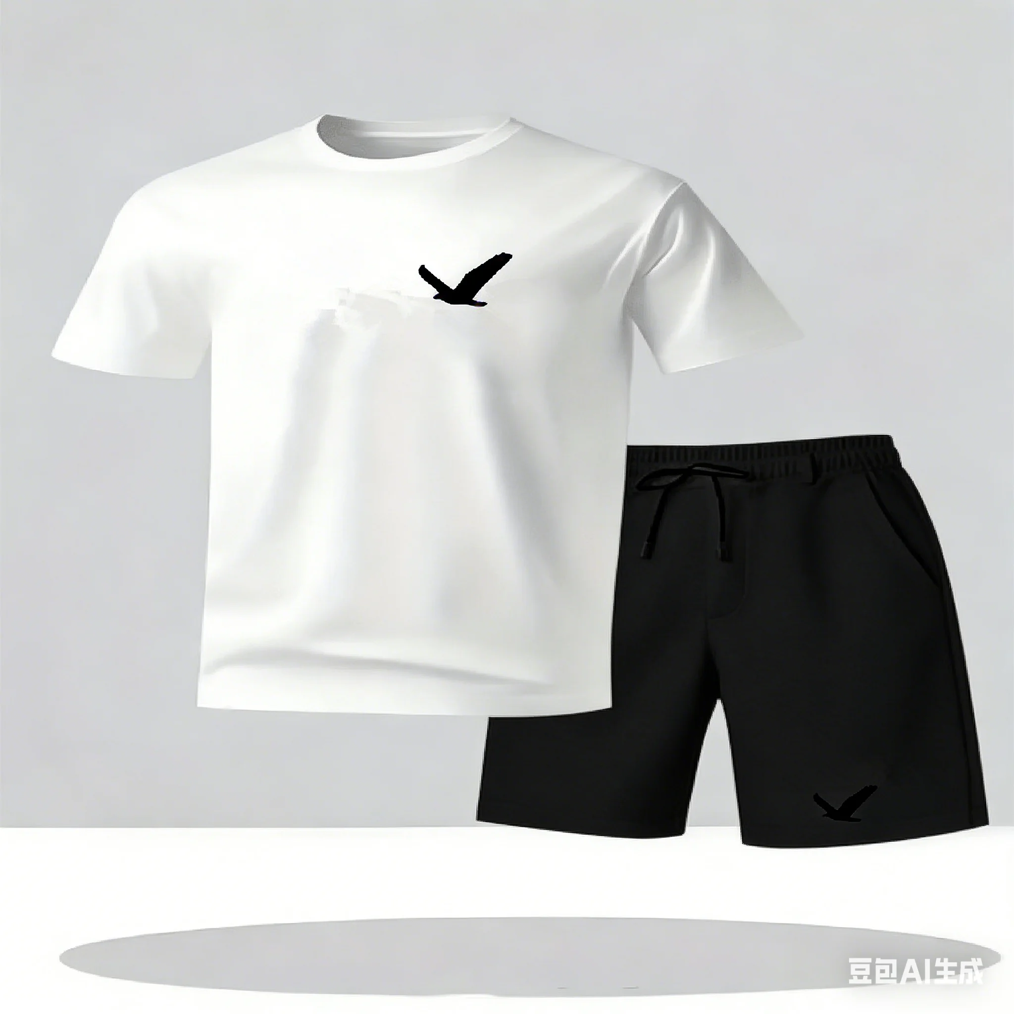 

Men's casual T-shirt and shorts two-piece set men's round neck short sleeved breathable sports set two-piece set