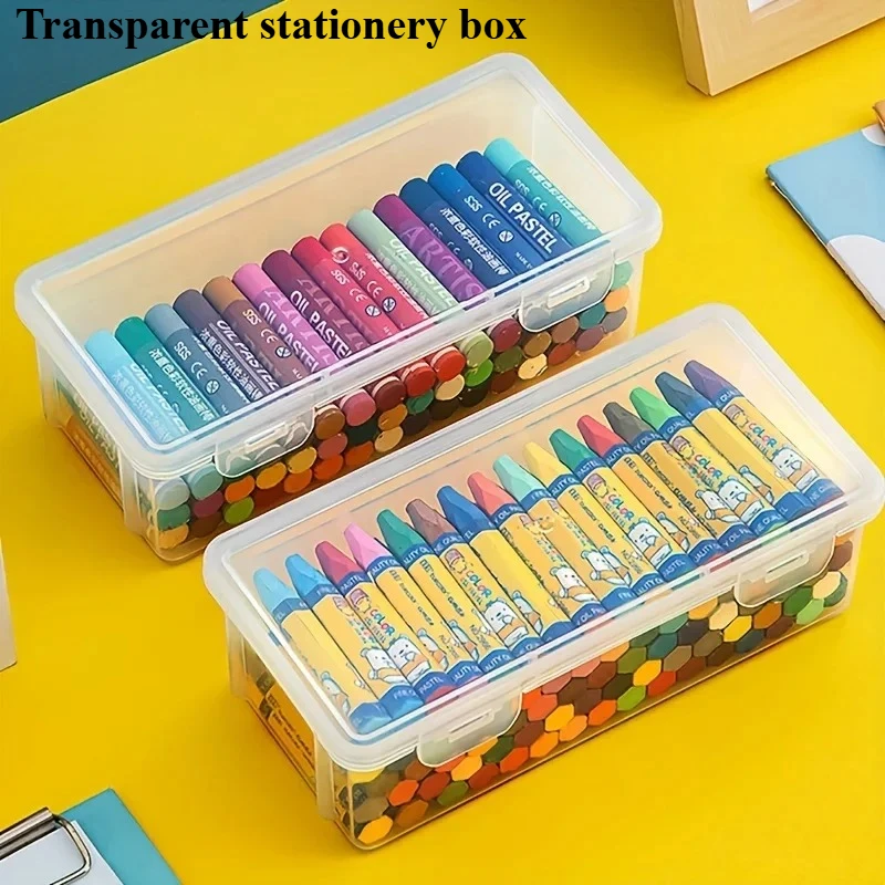 2 transparente staub- und wasserdichte Bleistift-Aufbewahrungsboxen aus PP-Kunststoff, Aufbewahrungsboxen für Schreibwaren, Bleistiftboxen für Studentenbüro