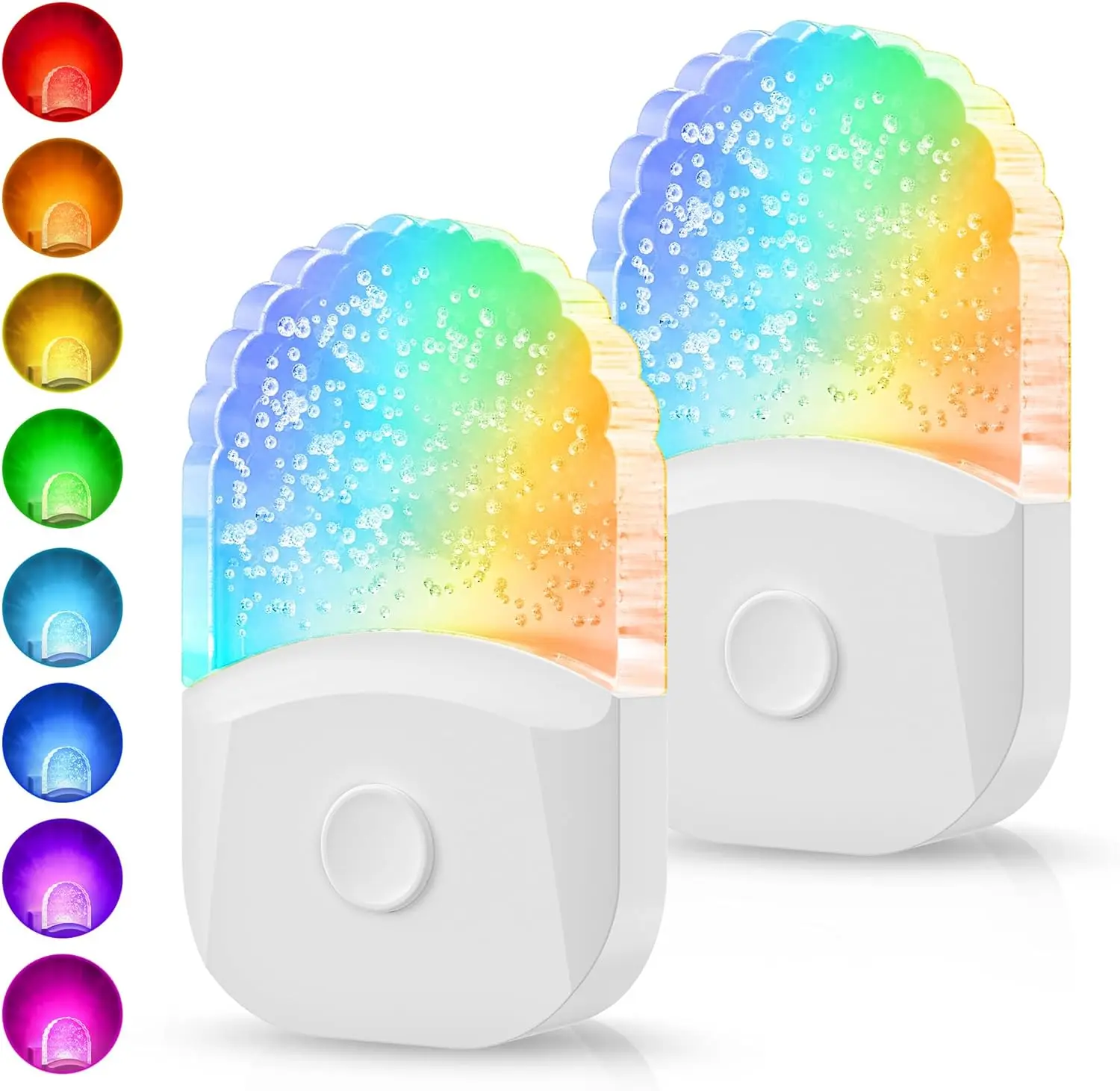 

Набор из 2 ночников с изменением цвета и датчиком сумерек, RGB LED, для детской комнаты и декора ванной комнаты