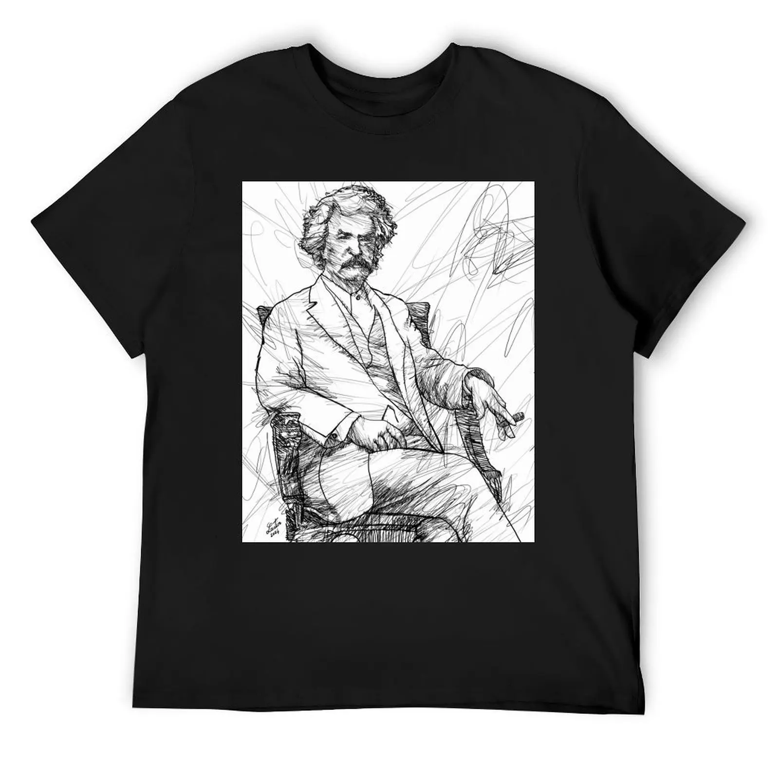 MARK TWAIN - ink portrait .5 T-Shirt customizeds street wear graphic shirts summer clothes mens t shirts casual stylish