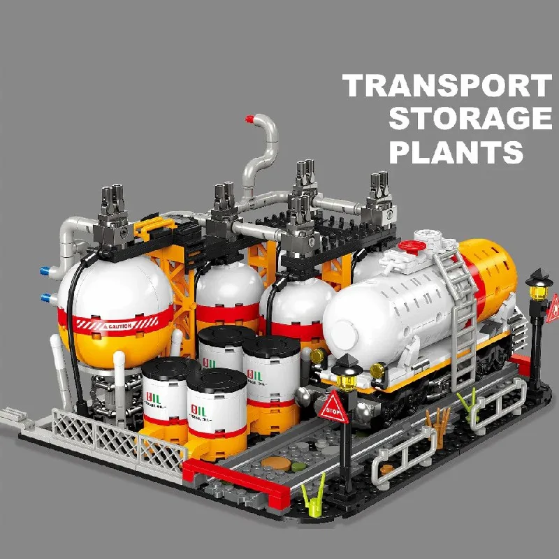 Moc engenharia de petróleo modular modelo de montagem de blocos de construção brinquedo, presente de aniversário para crianças e adultos, 666 peças