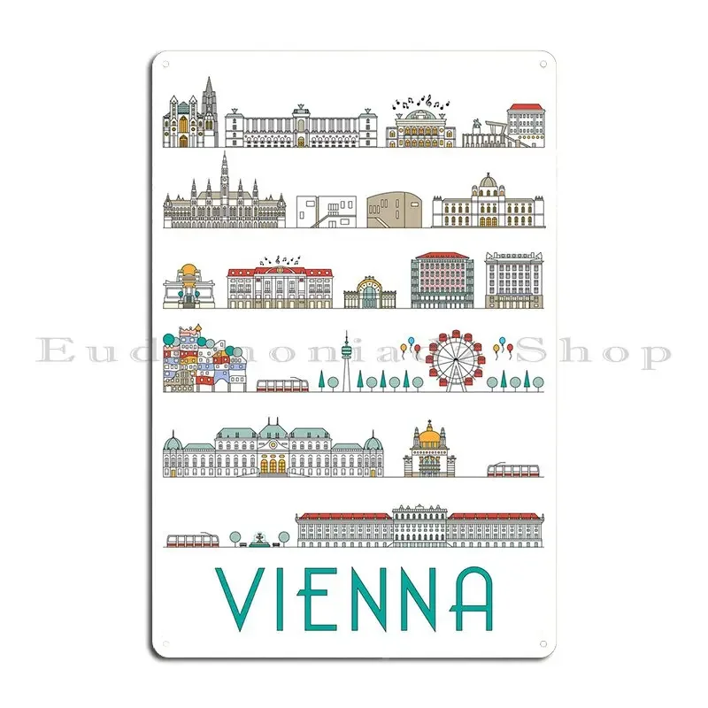 Vienna City Guide Metal Plaque Design Printed Wall Decor Create Classic Tin Sign Poster