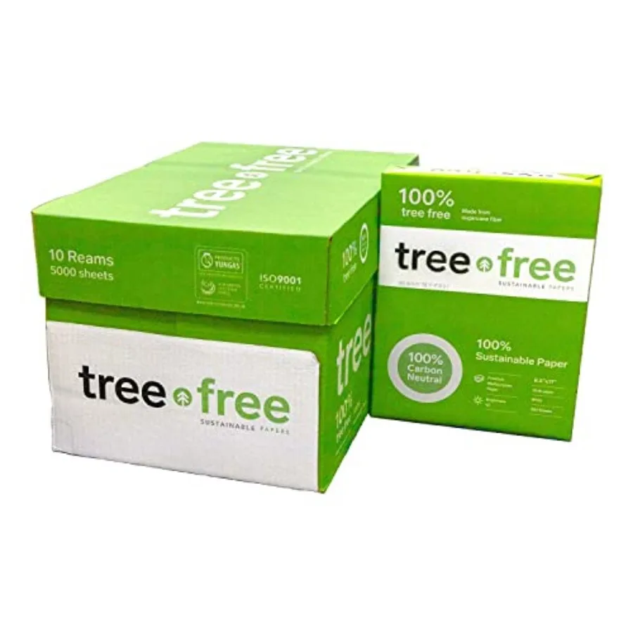 

Бумага для копирования Tree Free, 8.5 x 11, 92% белоснежности, 20 фунтов. Изготовлено из волокна из отходов сахарного тростника, карбон-нейтральное, 10 пачек, 5000 листов