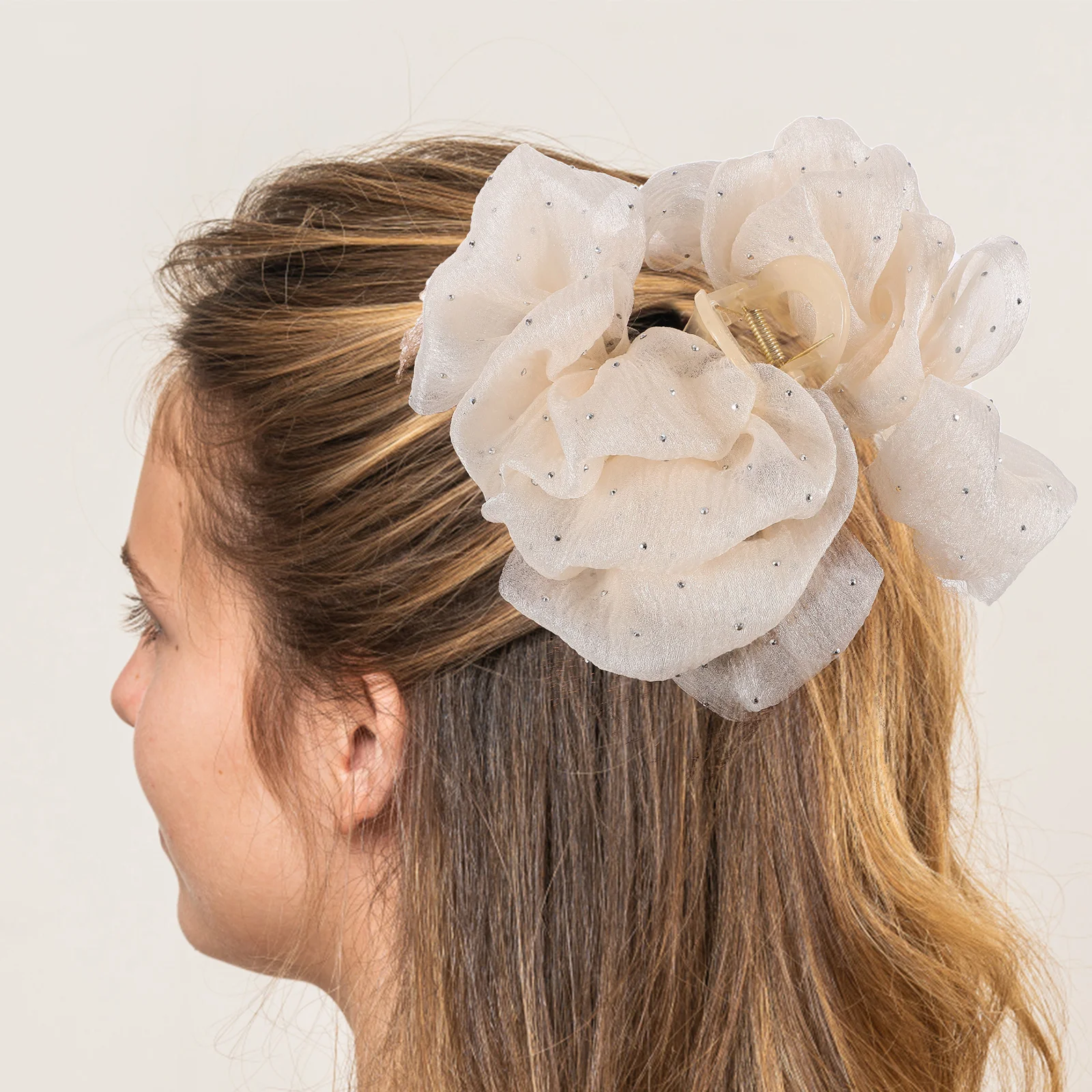 

2pcs Butterfly Bow Hair Claw Clips Chiffon Bubble Mesh Large Jaw Clip For Thick Hair Women Styling Accessories Hairpins