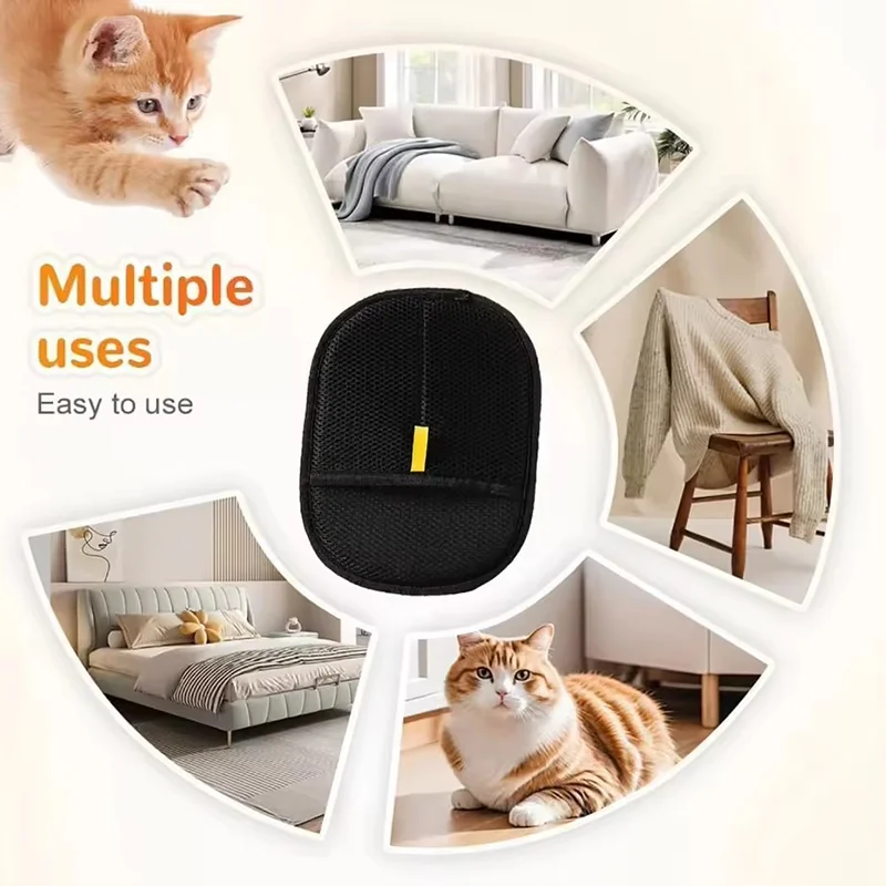 Pet Hair Remover Glove Double Sided Brush For Dogs Cats Reusable Static Electricity Pet Fur Removal Glove Pet Hair Cleaning Tool view 6