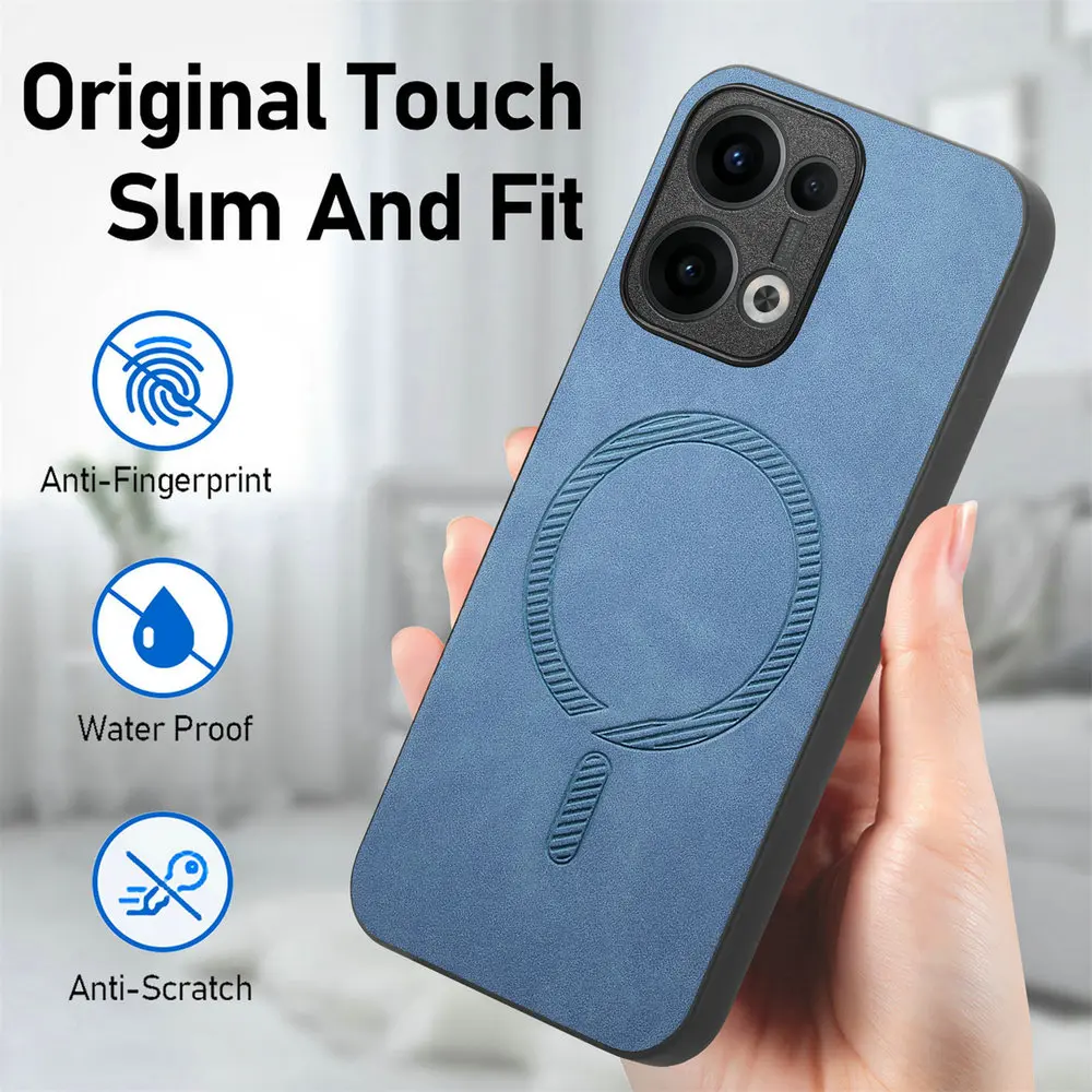 Reno12 FS 13 14 15 Pro 5G Luxury Case Leather Back Panel for OPPO Reno 15 FS Case Magnet Funda Reno13 13A 14F 15F 13F 12FS 11 F