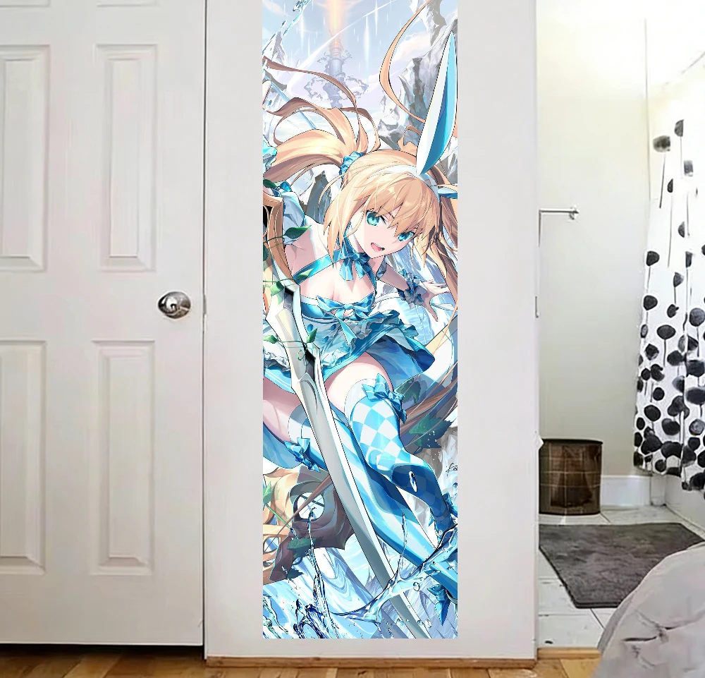 Anime Girl Bunny Ear Long Vertical Tapestry Wall Hanging Aesthetic Room Decor Polyester Wall Art Poster For Bedroom Dorm Living