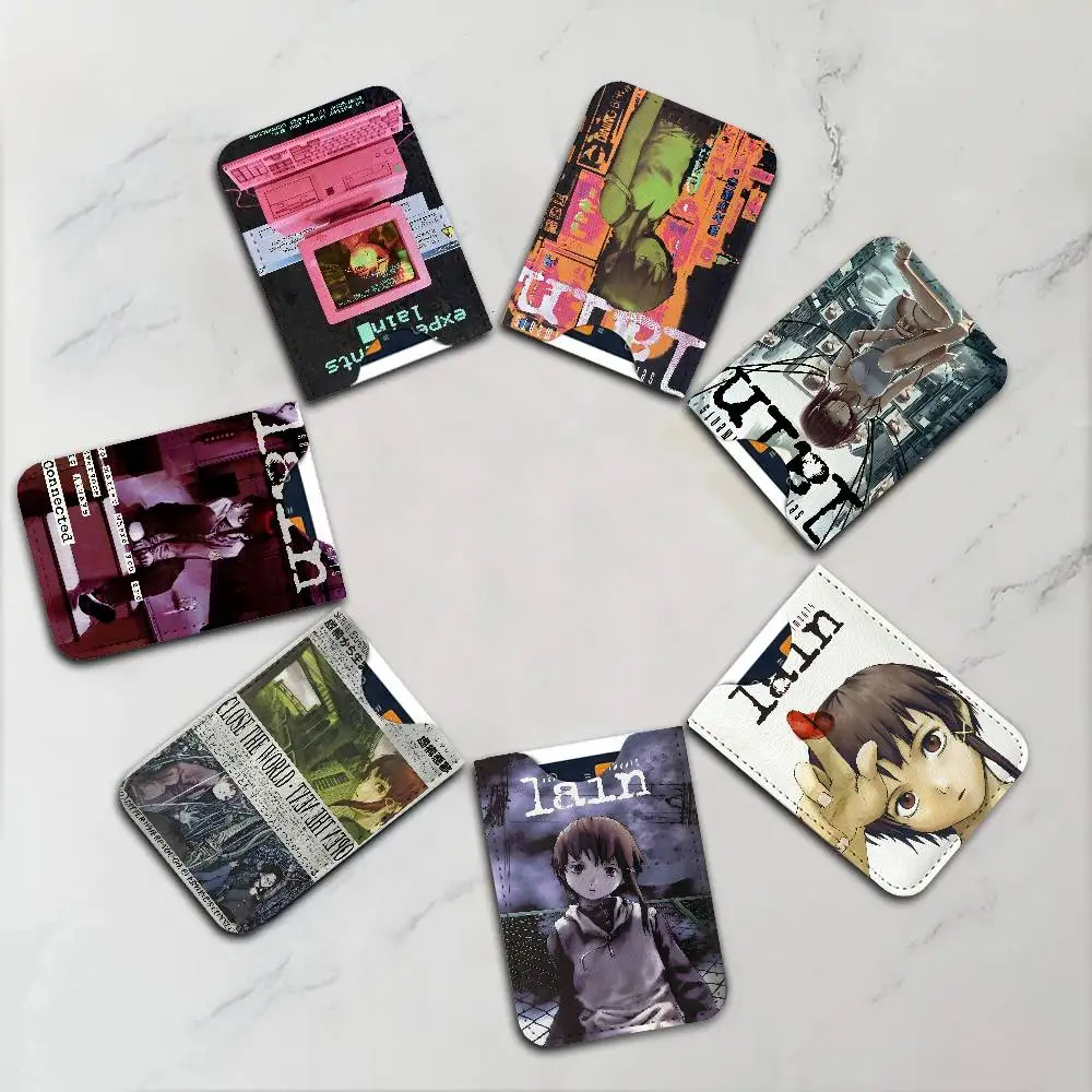Serial E-Experiments L-Lain Anime Leather Card Wallet Soft Lightweight Portable Credit ID Card Holder Daily Commute Card Case