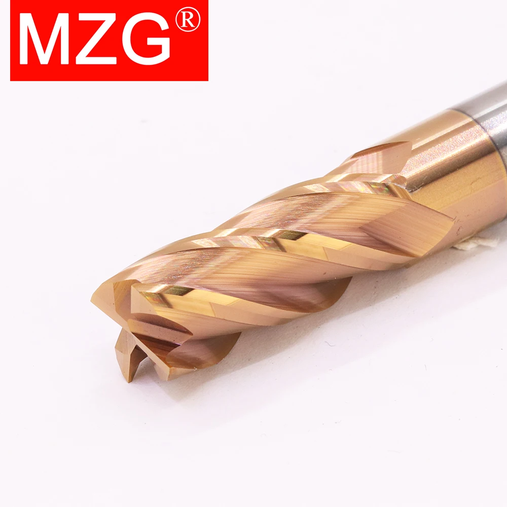 MZG 4 Flute HRC55 Endmill CNC Machine Tungsten Steel Milling Cutter Tools 0.8-20mm 4mm 8mm Carbide Head Alloy Flat End Mills Set