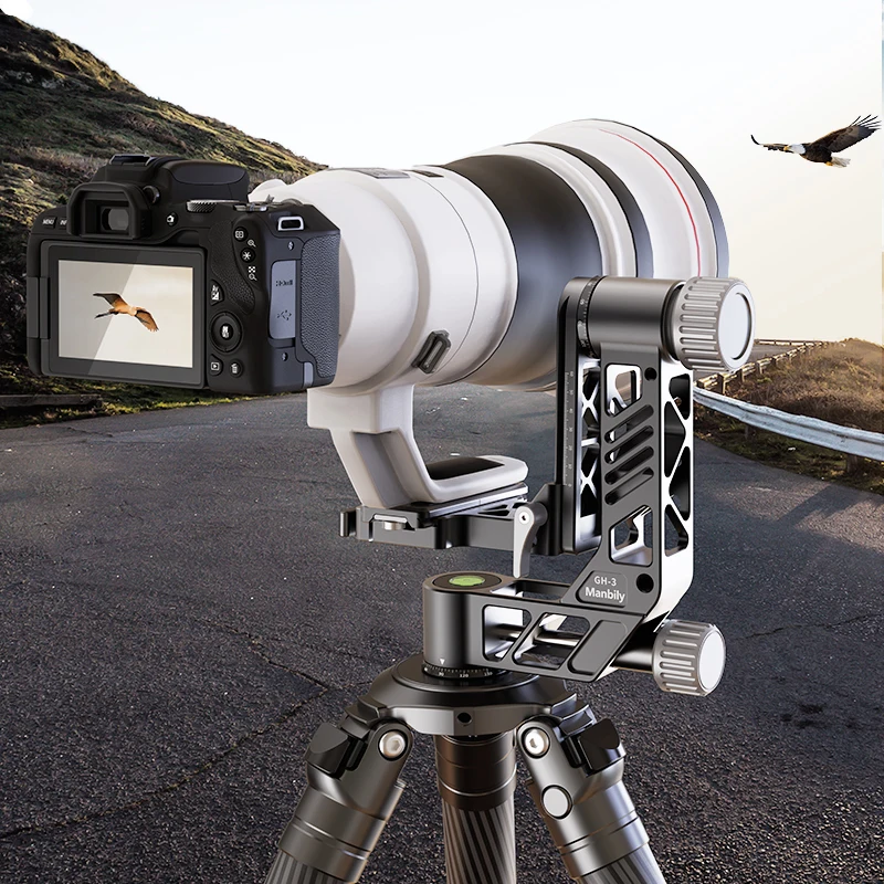 Manbily GH-3 Professional Gimbal with Arca-Swiss QR Plate 360 Panoramic Heavy Gimbal Tripod DSLR Camera Lens Telescope Hunting
