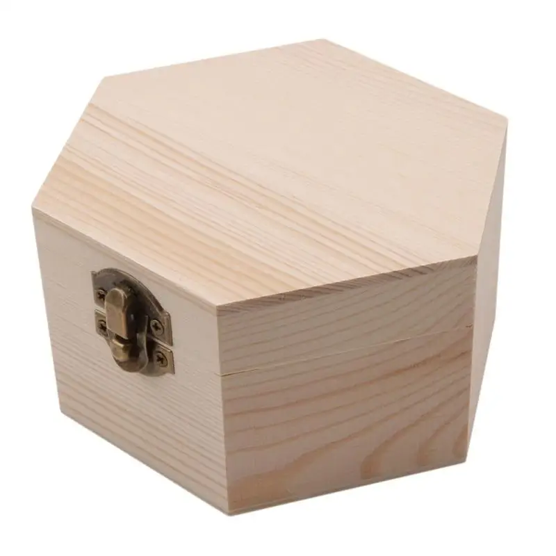 Fashion Gift Box Simple Portable Diy Hexagon Shaped Wood Jewelry Box Wedding Holder Jewelry Display 2024 New