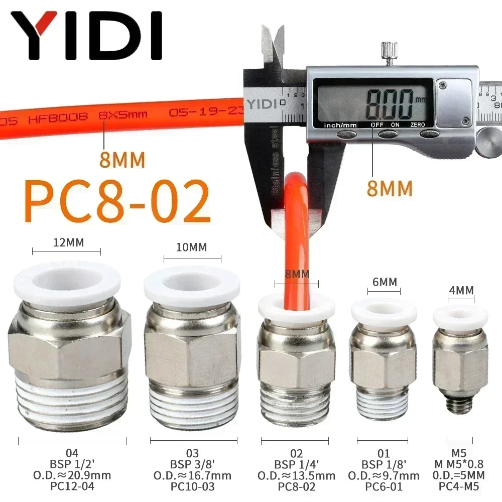 10/5 Stuks R 1/2 1/4 1/8 3/8 Pneumatische Luchtfitting Verbindingsbuis Snelkoppelingen Slang Connectoren 4 8 4Mm 6Mm 8Mm 10Mm 12Mm