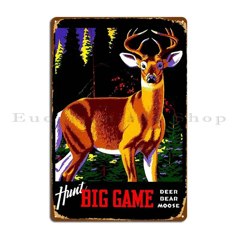 Hunting Vintage Deer Elk Bear Moose Print Metal Plaque Wall Decor Wall Cave Wall Decor Cinema Custom Tin Sign Poster