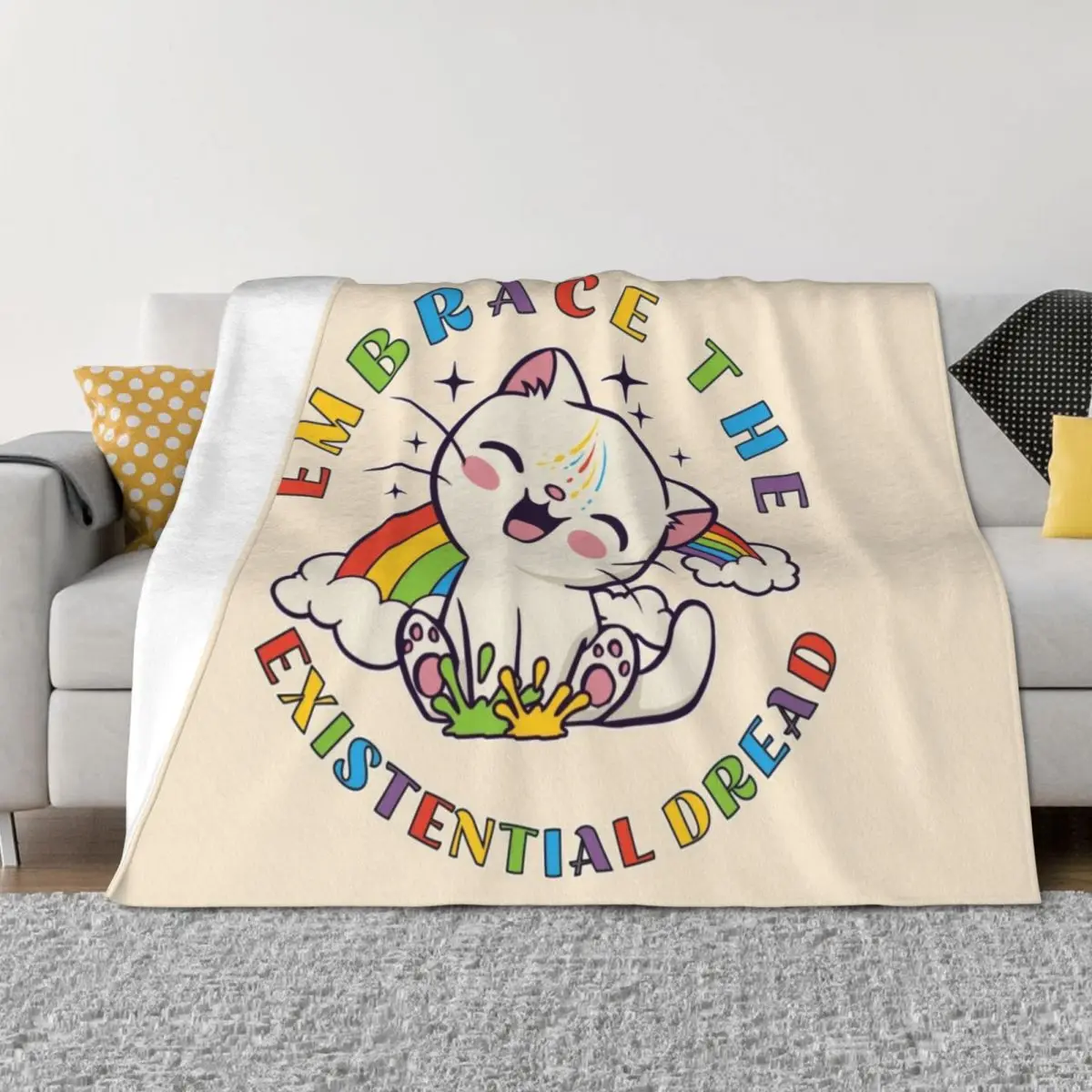 

Embrace the existential dread Throw Blanket manga Plaid decorative Blankets
