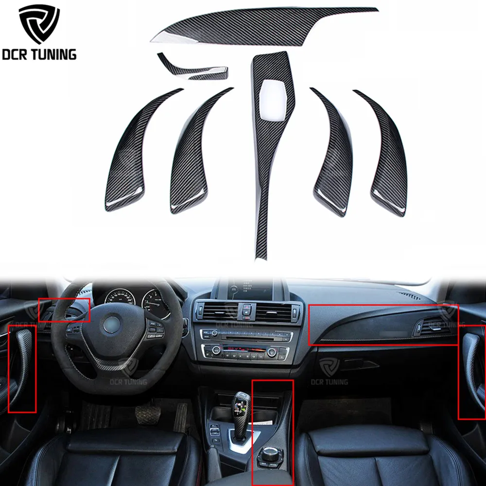 

7 PCS Interior Kits For BMW F20 Carbon Fiber Glossy Black Finish (LHD ONLY) 2012-2017 5-Door Hatchback Dashboard Cover