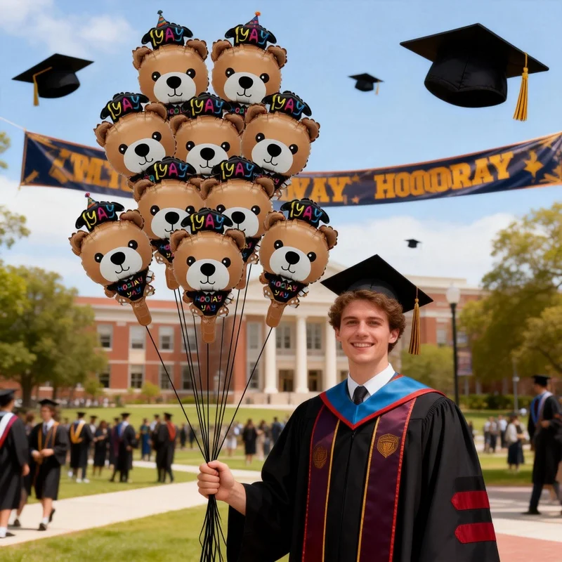 10 Globos de Aluminio de 18 Pulgadas con Diseño de Oso Doctor de Graduación, Decoración para Graduación 2026, Agrega Brillo a Cada Hito de Graduación