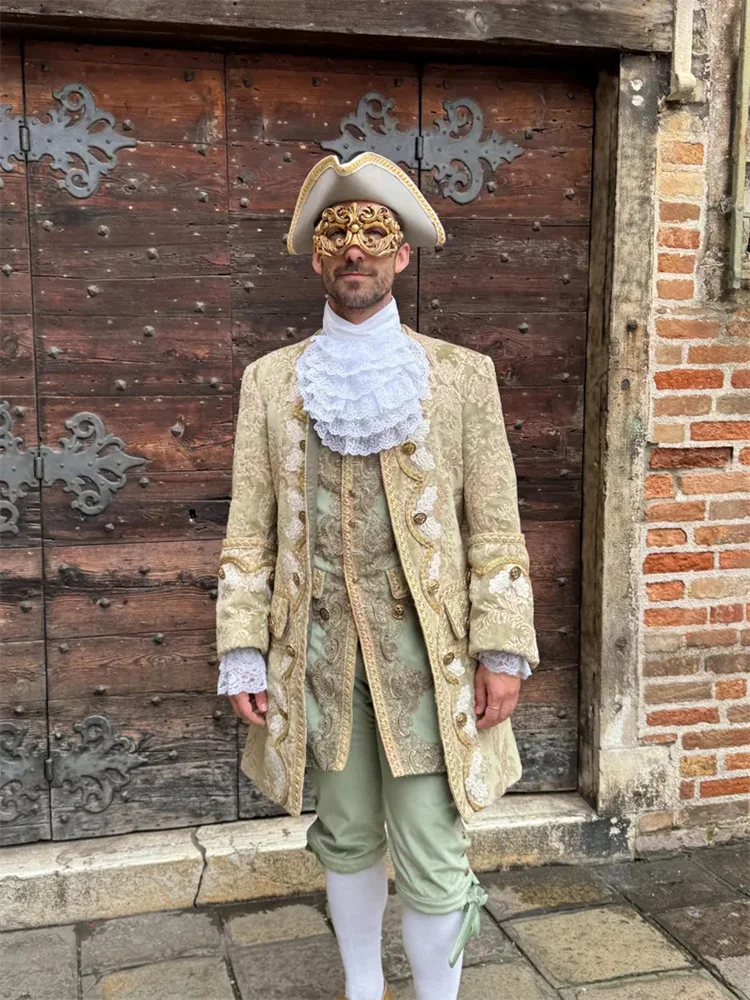 

1770s Baroque Rococo Men Tuxedo Uniform French Louis Χ Ⅵ Era Court Luxury Venice Nobleman Ball Gown