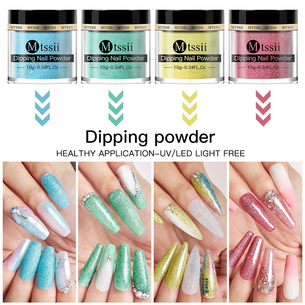 Mtssii 10 sztuk 12 sztuk 16 sztuk Glitter Dip proszek do paznokci błyszczący zestaw do zanurzania paznokci zestaw naturalny suchy zanurzenie proszek do paznokci zestaw do Manicure