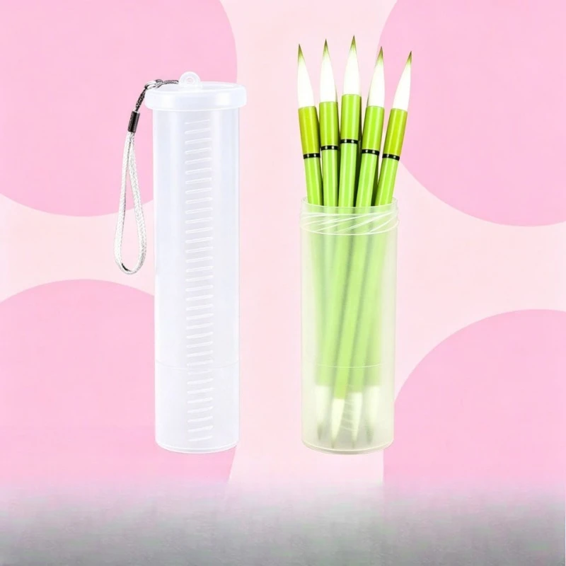 Portable Clear Telescopic Brush Holder Light Plastic Spiral Storage Barrel Art Organizer For Pencil Drawing Writing Brushes