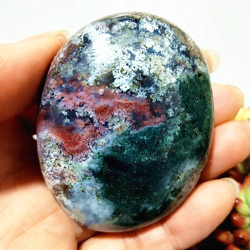 Natural Stone Beautiful OceanJasper Palm Stone Witchcraft Spirit Meditation Energy Cure Feng Shui Crystal Room Decoration - Image 5