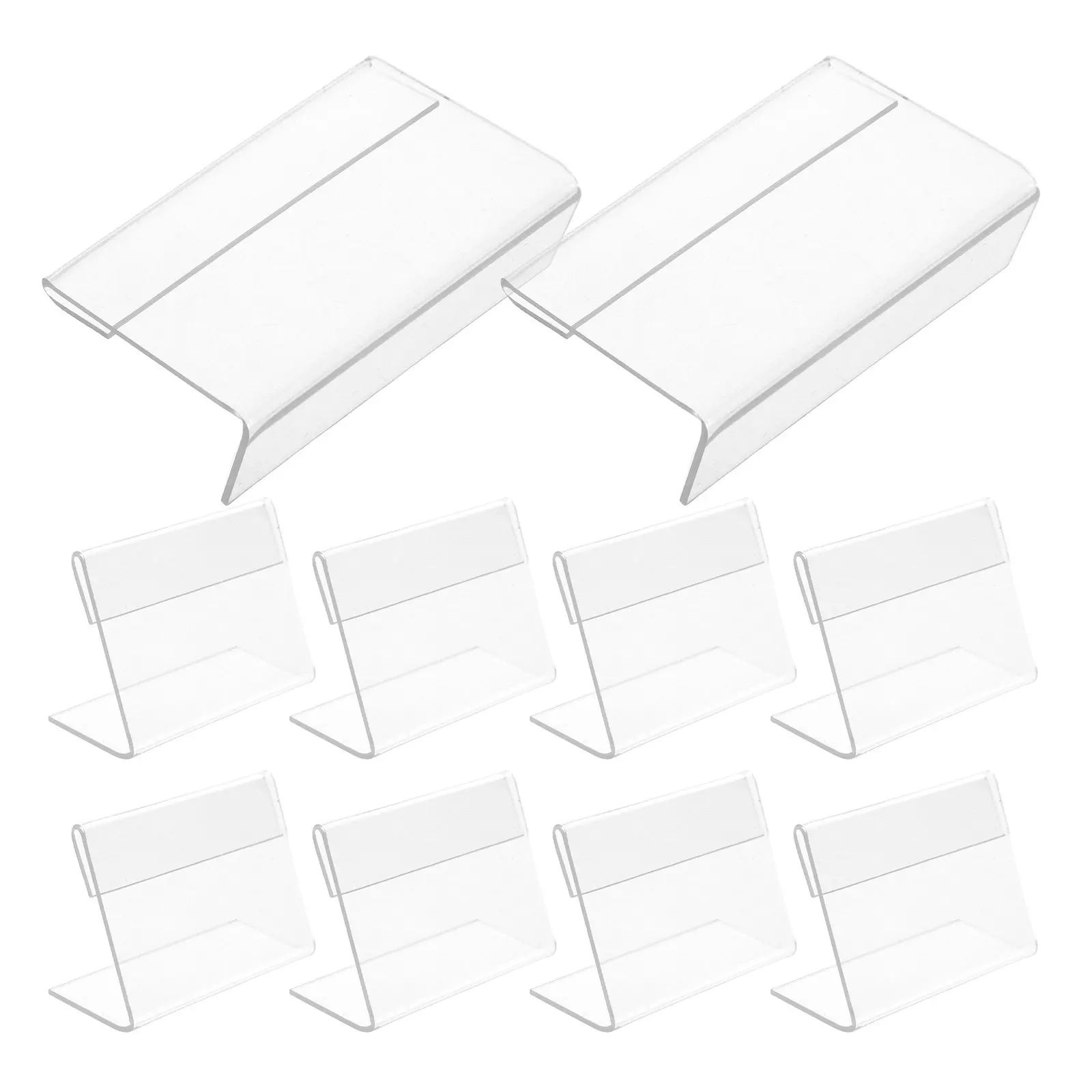 20Pcs Acrylic L Shaped Slanted Display Stand Desktop Sign Holder Photo Paper Name Holder for Menu Information Showcase