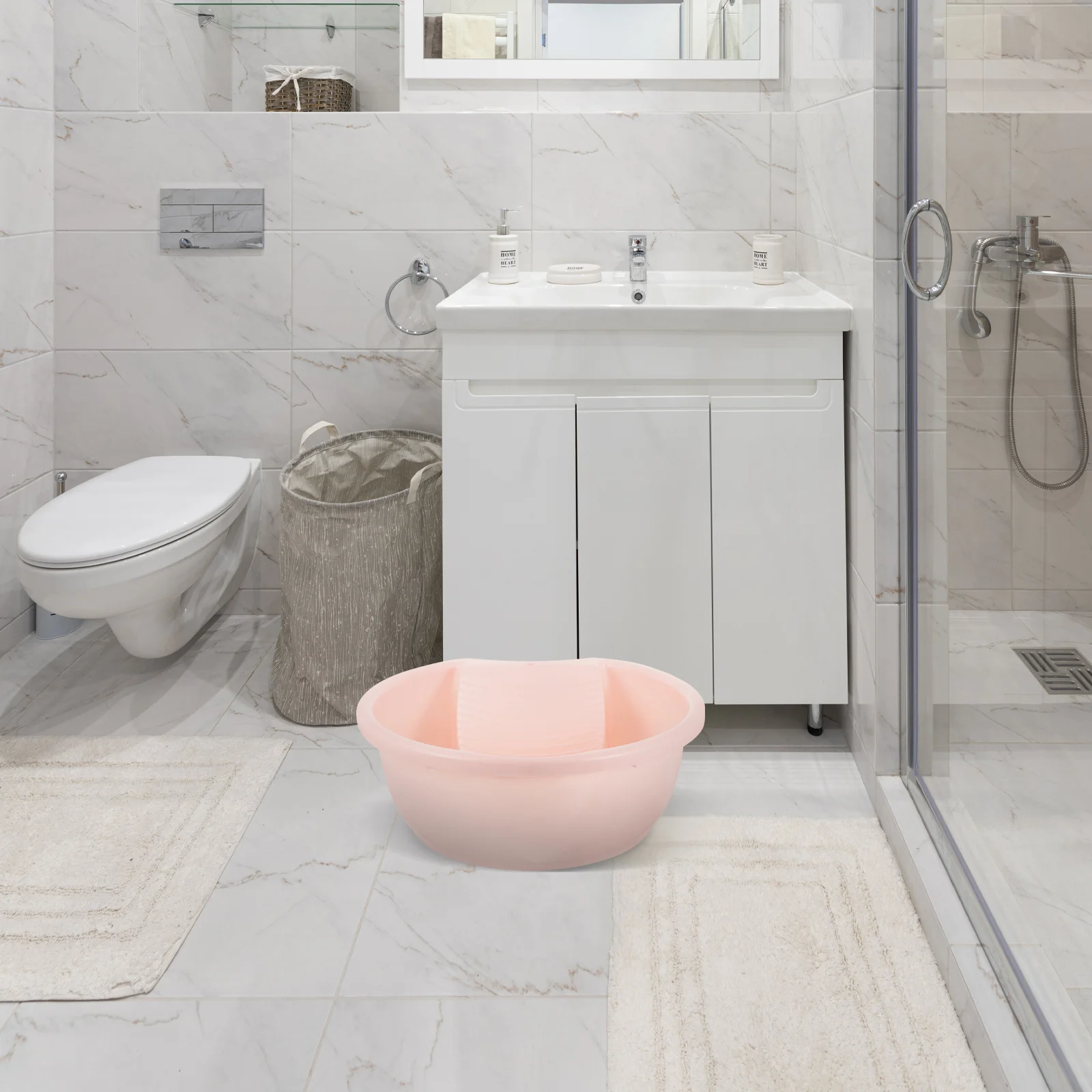 

Washboard Basin Hand Washing Clothes Compact Lightweight Laundry Tub For Home Dorm, Plastic Wash Board With Scrubber For