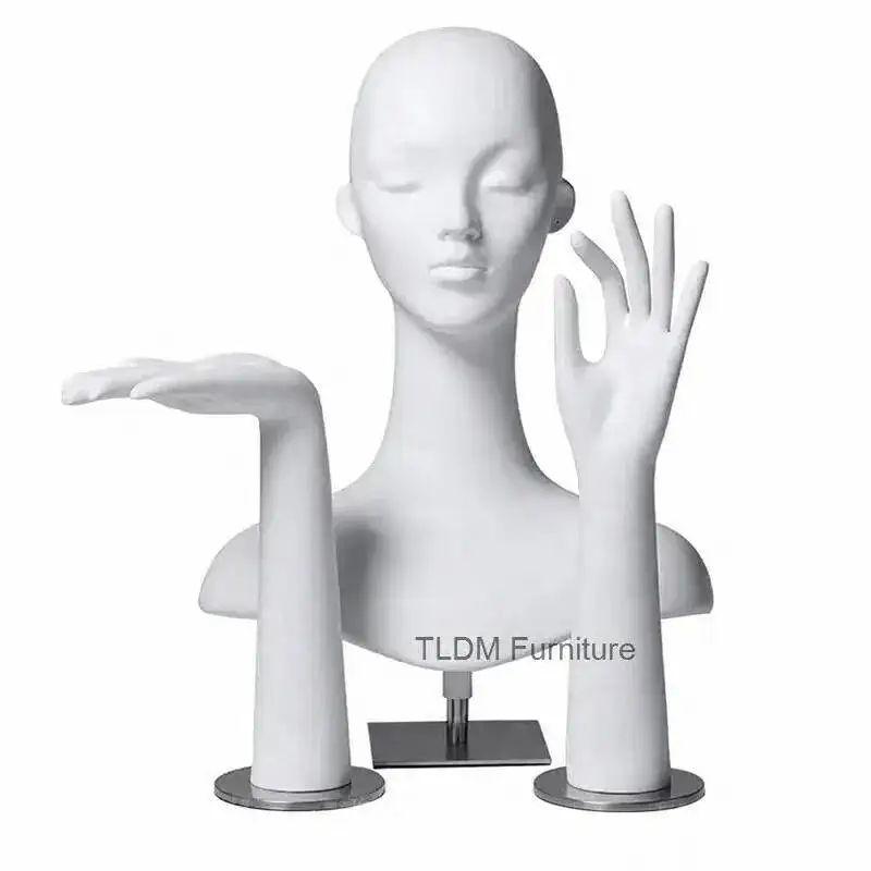 

Hand High-end Glasses Simulation Hat Mannequins Mannequins Props Model Head Scarf Female Jewelry White Head Display Rack H