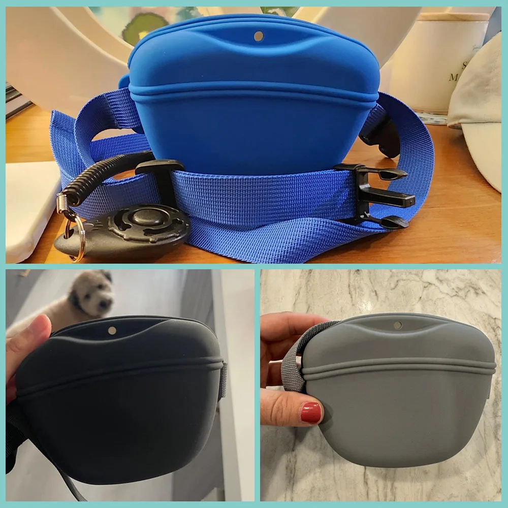 Food Grade Silicone Dog Training Waist Bag Portable Belt Dog Food Bag Outdoor Dog Training Feeding Bag Pet Portable Belt